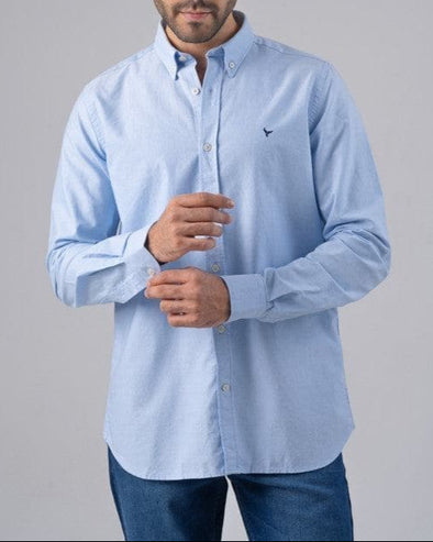 LONG SLEEVE PLAIN OXFORD SHIRT - BLUE - Dockland