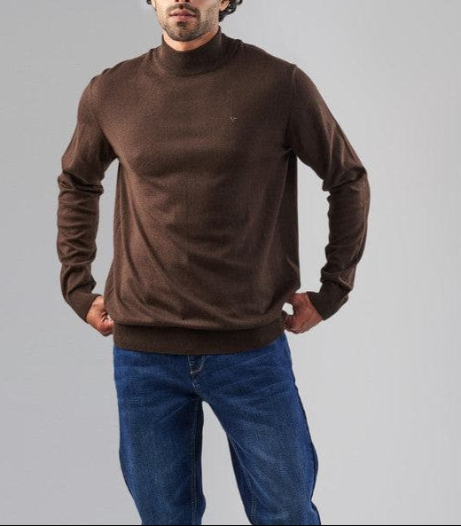 BASIC HIGH NECK SWEATER  - BROWN-DOCKLAND