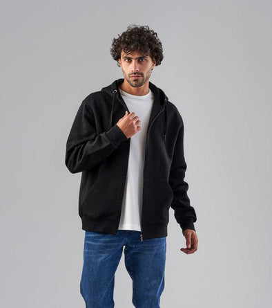 SLIM FIT ZIP THROUGH HOODIE BLACK Dockland