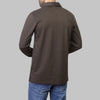 Plain Long-Sleeve Polo Shirt - BROWN