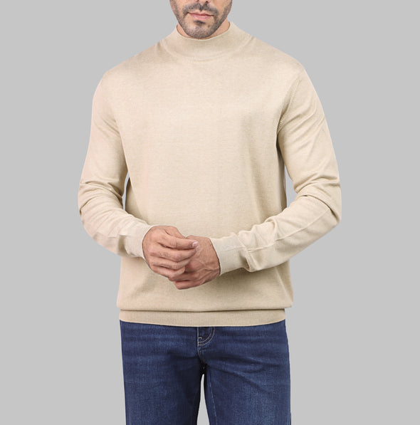 BASIC HALF-NECK SWEATER - BEIGE