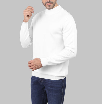 BASIC HALF-NECK SWEATER - OFF WHITE