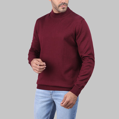 BASIC HALF-NECK SWEATER - WINE