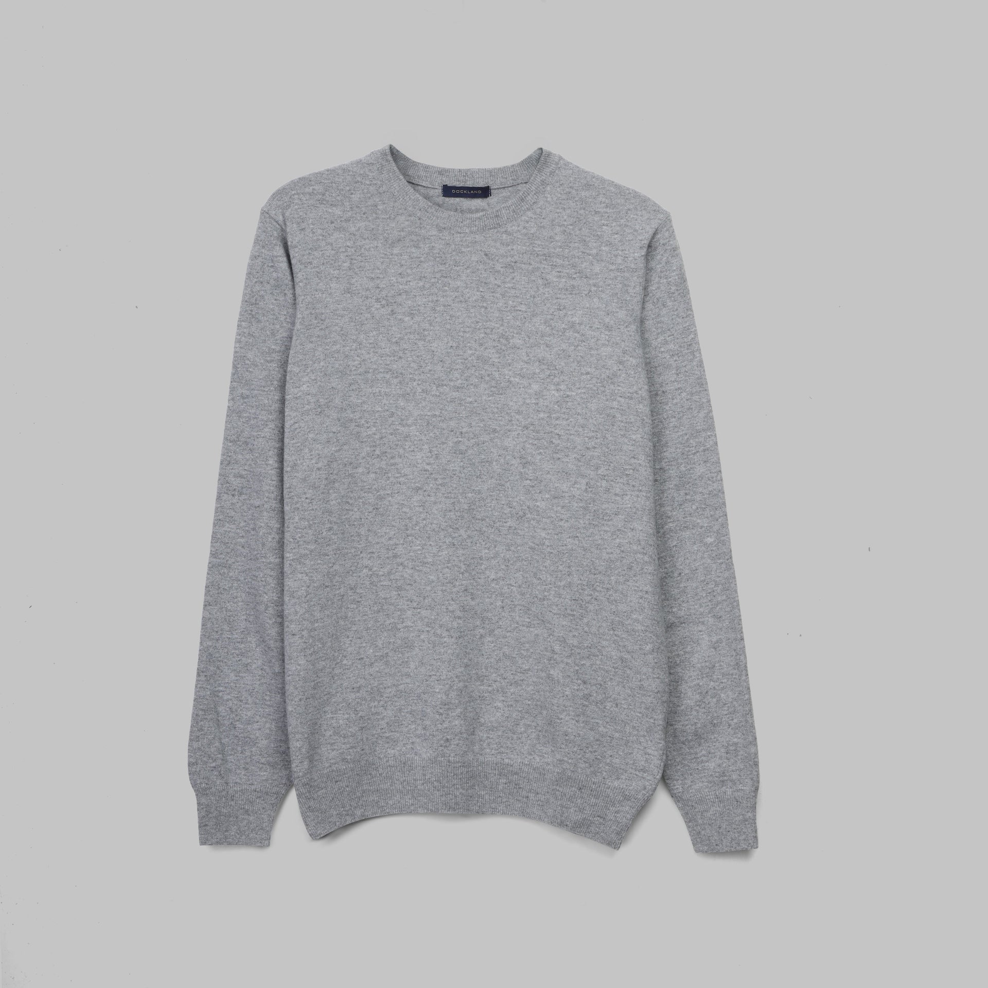 ROUND-NECK WOOL SWEATER - LIGHT GREY - Dockland