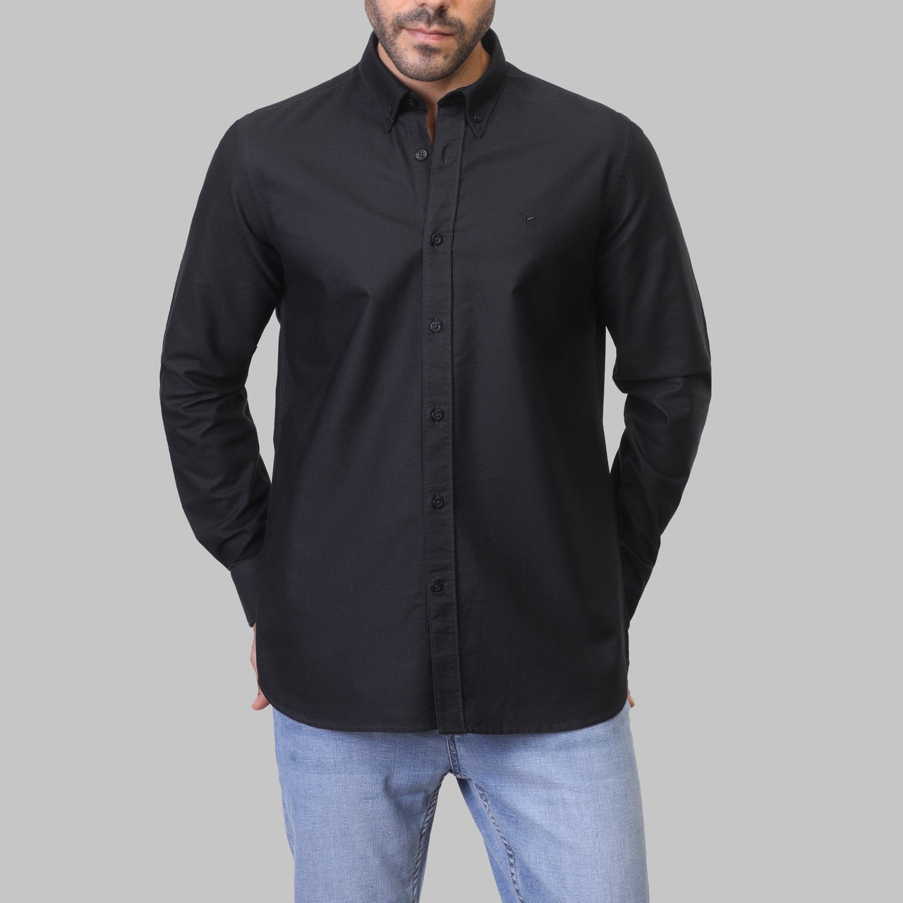 SLIM-FIT OXFORD SHIRT  - BLACK - Dockland
