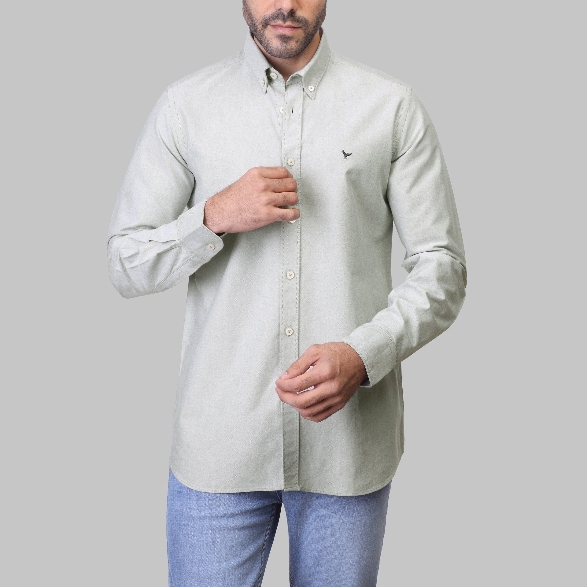 SLIM-FIT OXFORD SHIRT  - LIGHT OLIVE - Dockland