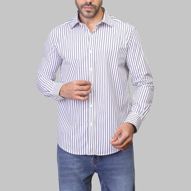 LONG SLEEVE STRIPED SHIRT- WHITE - Dockland