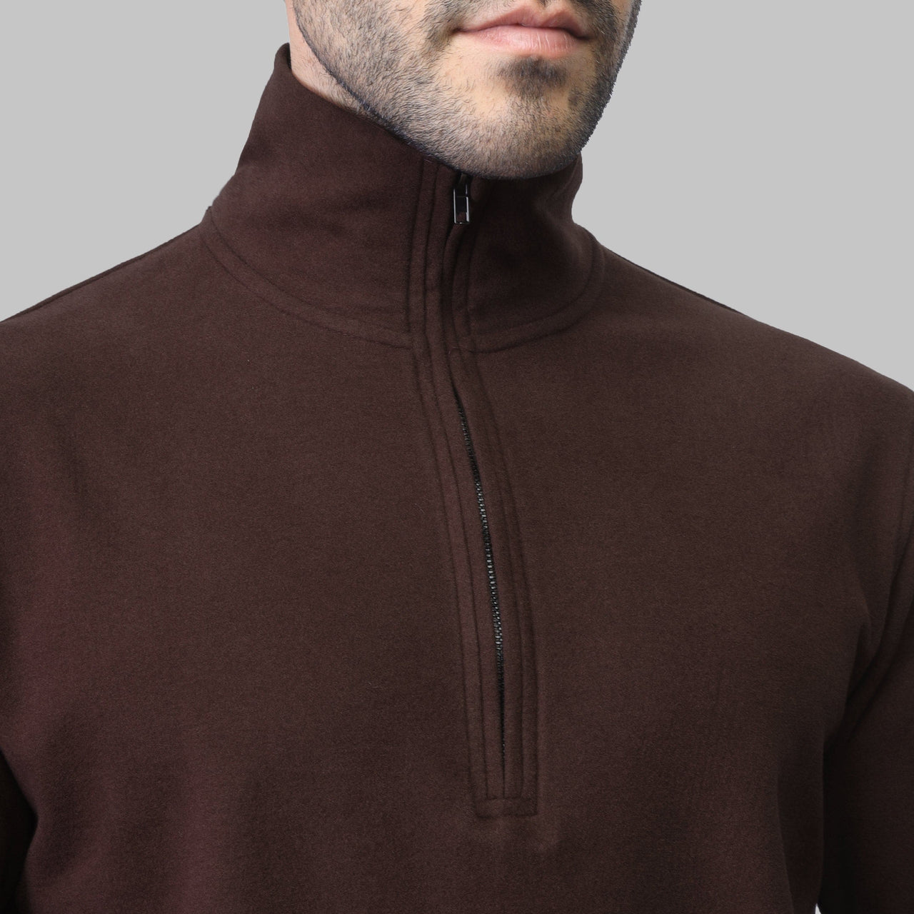 QUARTER ZIP SWEATSHIRT  - BURGUNDY - Dockland