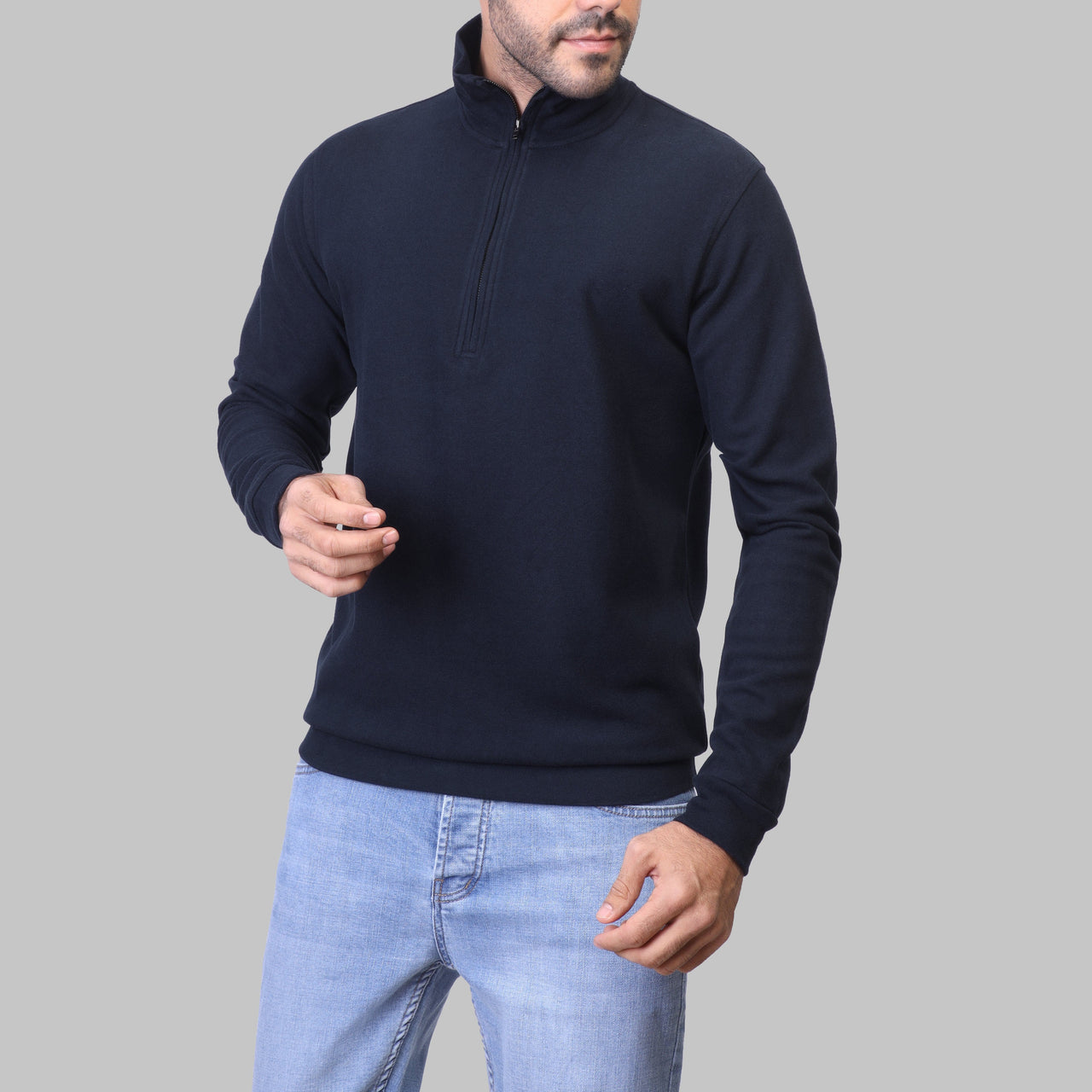 QUARTER ZIP SWEATSHIRT  - NAVY - Dockland