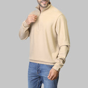 QUARTER ZIP SWEATSHIRT  - BEIGE - Dockland