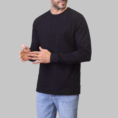 LONG SLEEVE SLIM T-SHIRT  - BLACK