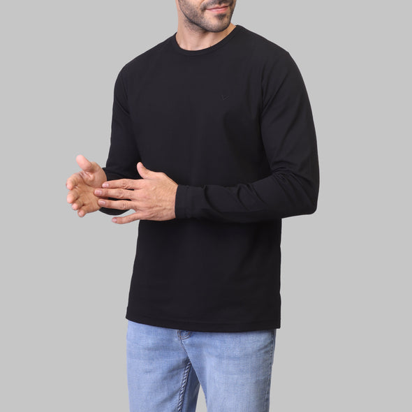 LONG SLEEVE SLIM T-SHIRT  - BLACK