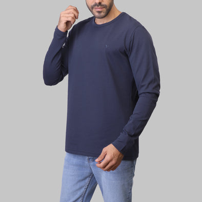 LONG SLEEVE SLIM T-SHIRT  - NAVY