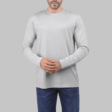 PREMIUM ROUND-NECK LONG-SLEEVE T-SHIRT  - GREY