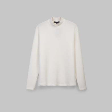 PREMIUM HALF NECK LONG SLEEVE T-SHIRT  - OFF WHITE
