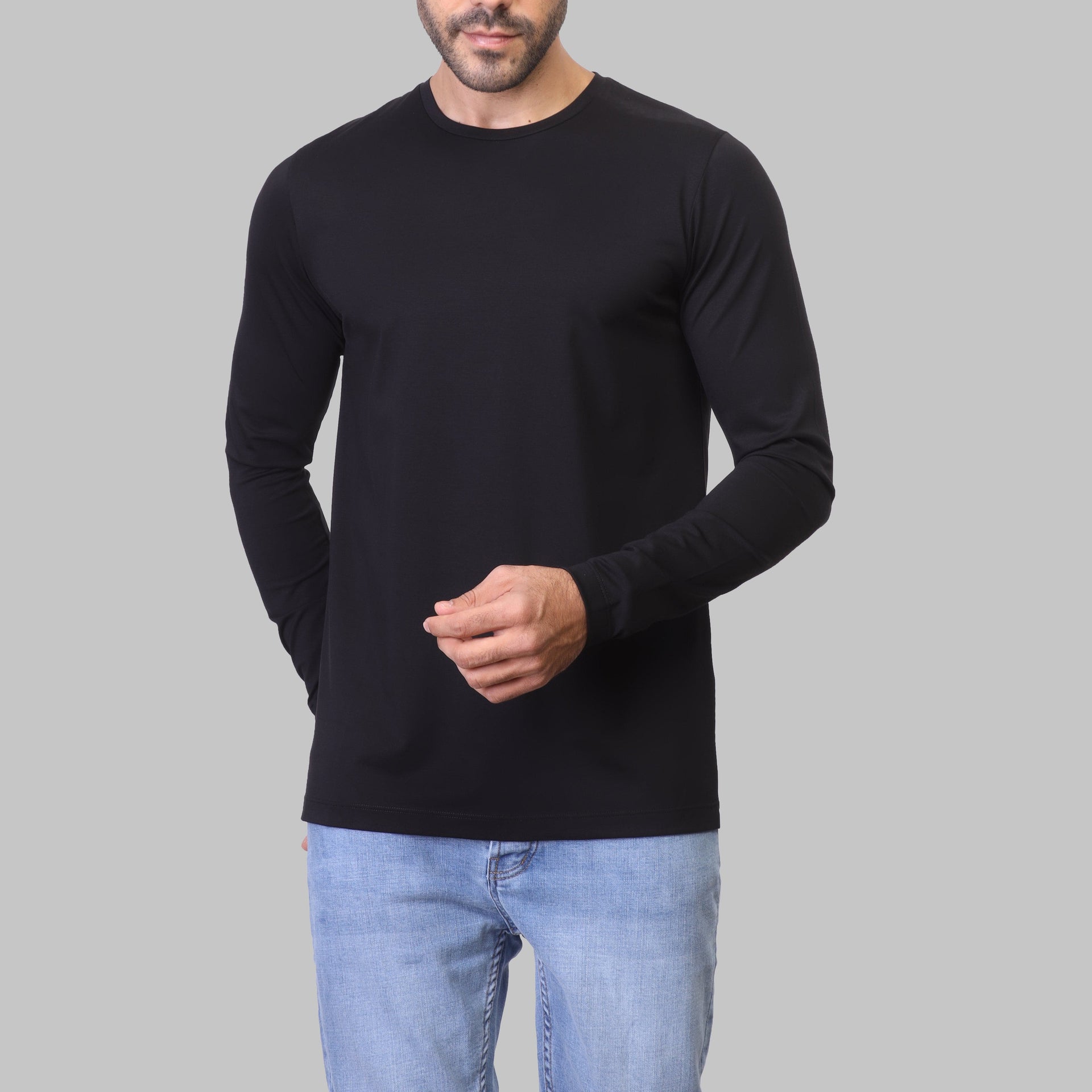 PREMIUM LONG SLEEVE SLIM T-SHIRT – BLACK - Dockland