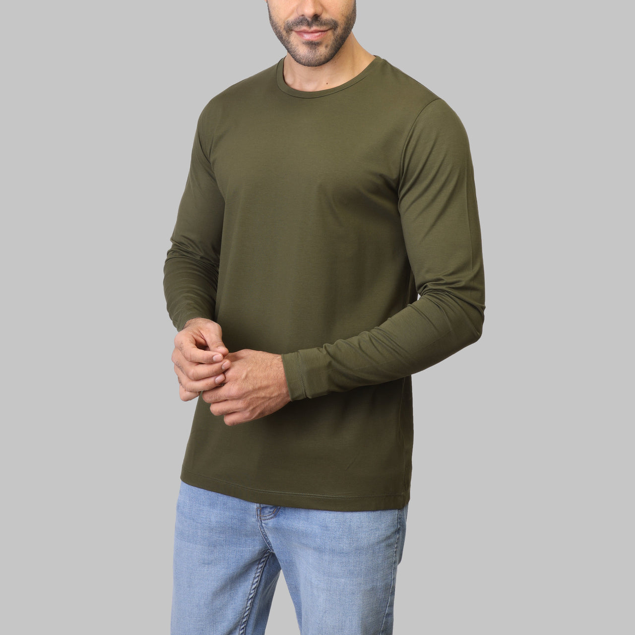 PREMIUM LONG SLEEVE SLIM T-SHIRT – OLIVE - Dockland
