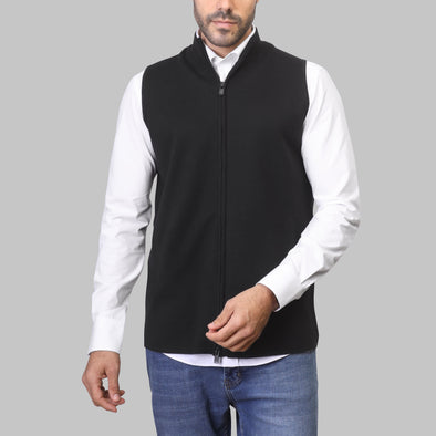 Cropped Vest with Zip  - BLACK - Dockland