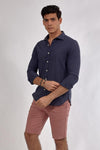 Plain long sleeve shirt-Deep Blue - Dockland