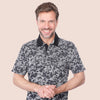 CLASSIC FIT PATTERNED POLO SHIRT - BLACK - Dockland