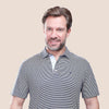 SHORT SLEEVE STRIPED POLO SHIRT - NAVY - Dockland