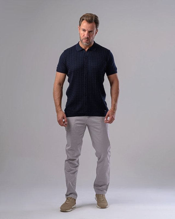 SLIM FIT KNIT POLO SHIRT - NAVY - Dockland