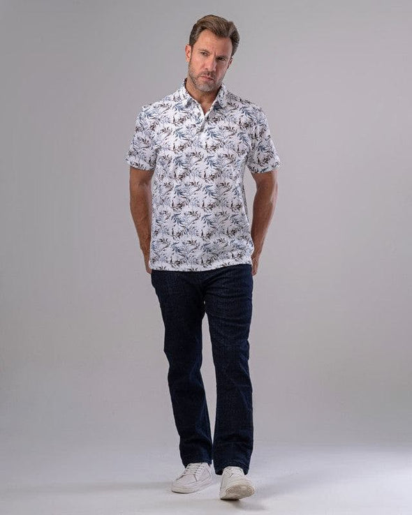 CLASSIC FIT PATTERNED POLO SHIRT - WHITE - Dockland