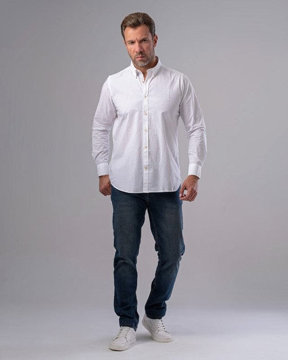 LONG SLEEVE PLAIN SHIRT - WHITE - Dockland