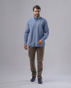 LONG SLEEVE CHECKERED SHIRT - SKY BLUE - Dockland