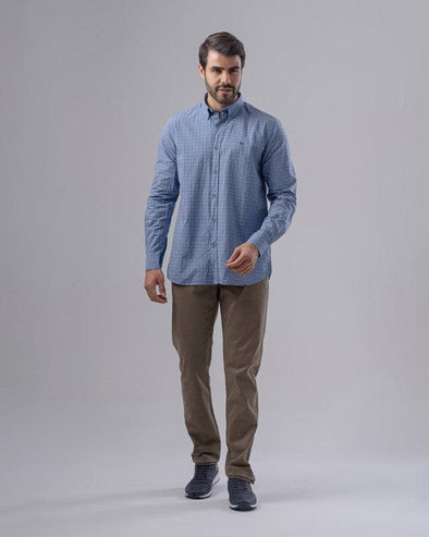 LONG SLEEVE CHECKERED SHIRT - SKY BLUE - Dockland