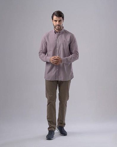 LONG SLEEVE CHECKERED SHIRT - DARK  WINE - Dockland