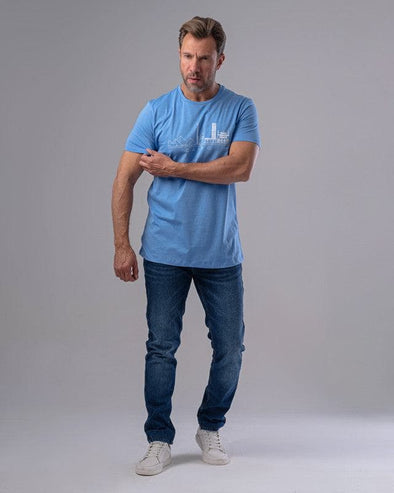 ROUND NECK PRINTED T-SHIRT - SKY BLUE - Dockland