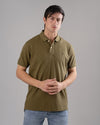 CLASSIC FIT PIQUE POLO SHIRT - DARK OLIVE - Dockland