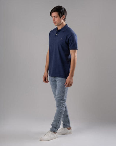 CLASSIC FIT PIQUE POLO SHIRT - NAVY - Dockland