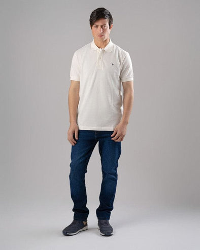 CLASSIC FIT PIQUE POLO SHIRT - WHITE - Dockland