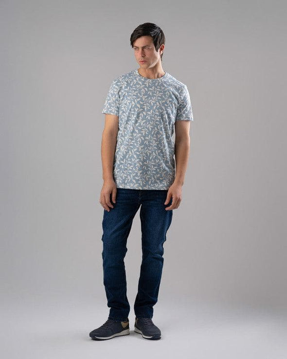 SHORT SLEEVE T-SHIRT WITH AN ALL-OVER PRINT - SKY BLUE - Dockland