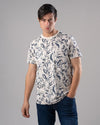 ROUND NECK PATTERNED T-SHIRT - OFF WHITE - Dockland