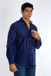 Long Sleeve Plain Shirt - NAVY - Dockland