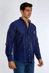Long Sleeve Plain Shirt - NAVY - Dockland