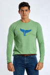 Long Sleeve Round Neck Graphic T-Shirt - GREEN - Dockland