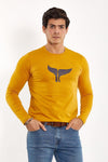 Long Sleeve Round Neck Graphic T-Shirt - MUSTARD - Dockland