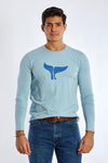 Long Sleeve Round Neck Graphic T-Shirt - SKY BLUE - Dockland
