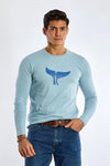 Long Sleeve Round Neck Graphic T-Shirt - SKY BLUE - Dockland