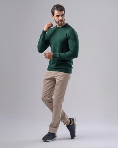 TEXTURED COTTON SWEATER - OLIVE - Dockland