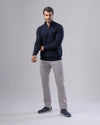 HIGH-NECK SWEATER WITH ZIPPER  - NAVY - Dockland