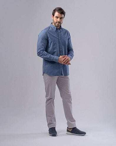 LONG SLEEVE PLAIN OXFORD SHIRT - INDIGO - Dockland