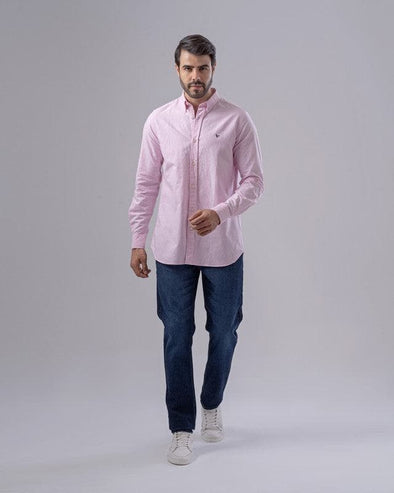 LONG SLEEVE PLAIN OXFORD SHIRT - ROSE - Dockland