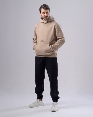 CONTRAST PRINT HOODIE    - CAFÉ - Dockland