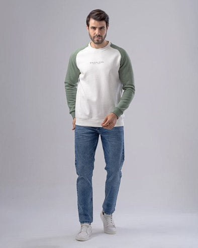 CONTRAST DESIGN SWEATSHIRT  - OFF WHITE - Dockland