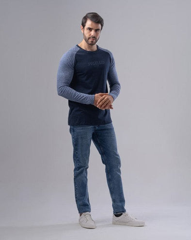 Long raglan sleeve print T-shirt  - NAVY - Dockland